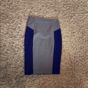 Express grey pencil skirt with black side panels